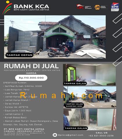 Foto Rumah dijual di Sidorejo, Sayung, Rumah Id: 6401