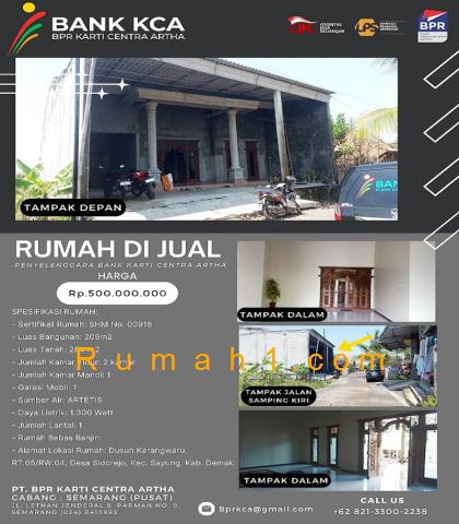 Foto Rumah dijual di Sidorejo, Sayung, Rumah Id: 6403