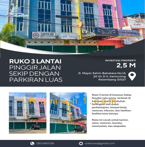 Foto Ruko dijual di Jalan Sekip Palembang, Ruko Id: 6434